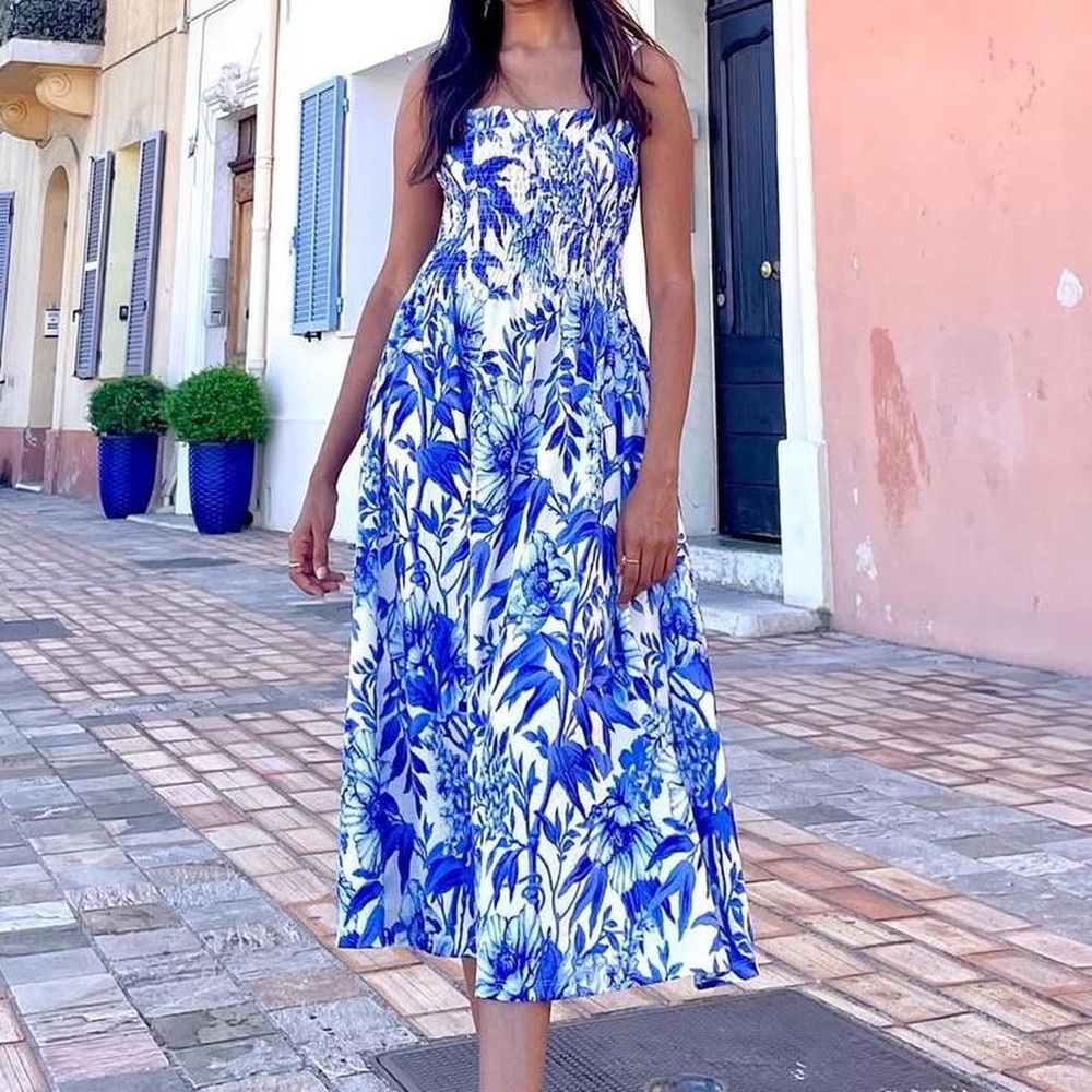 H&M Floral Blue and White Dress